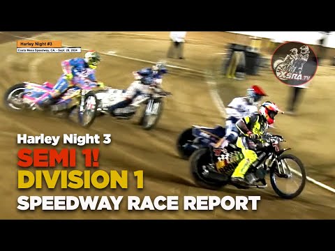 SEMI 1 Div 1 Fast Guys! Harley Night 3 Costa Mesa Speedway! #dirttrackracing #speedwayracing #xsratv - dirt track racing video image