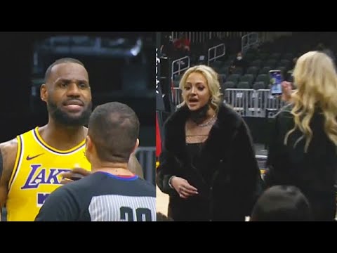 LeBron James Kicks Woman Out The Game For Trash Talking! Lakers vs Hawks