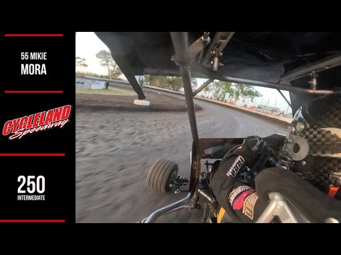 Cycleland Speedway Onboard: 55 Mikie Mora 250 intermediate Outlaw Kart - dirt track racing video image