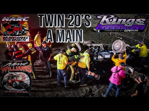 Twin 20's A Main Morrie Williams Memorial Race Narc King of The West 410 Sprint Cars Kings Speedway - dirt track racing video image