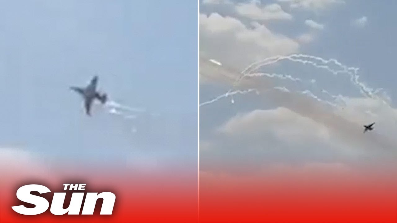 Ukrainian fighter jets fly low and fire missiles at targets