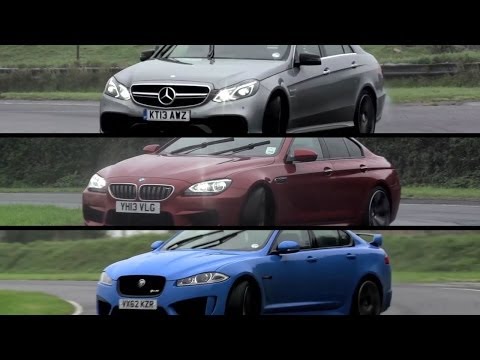 Mercedes-Benz E63 AMG S v BMW M6 Gran Coupe v Jaguar XFR-S - /CHRIS HARRIS ON CARS - UC5rBpVgv83gYPZ593XwQUsA