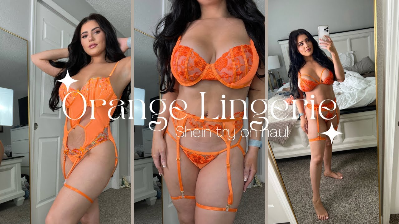 Shein All Orange Lingerie Try On (2023) | #tryon #sheinhaul