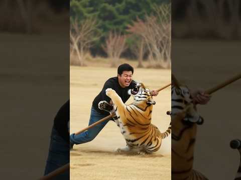 Man fighting with lion #shorts #shortsfeed #shortvideo #wildlife