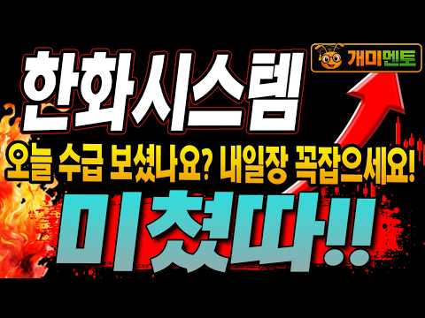 [한화시스템 주가전망] 오늘 수급 완전 매수! 내일장 꼭 확인하세요!