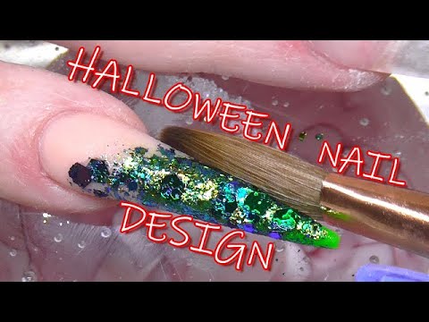 Drip Drip Green Blood Halloween Acrylic Nail Design | ABSOLUTE NAILS