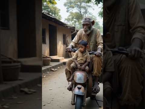 Baby Monkey & His Father 🐒💔 | Heart Touching Emotional AI Short | #Monkeystory #babymonkey #shorts