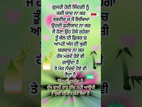 ਜਿੰਦਗੀ ਖੁੱਲ ਕੇ ਜੀਉ #shorts #motivation #quotes