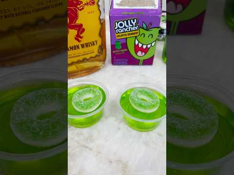 Green Apple Fireball Jello Shots #cocktail