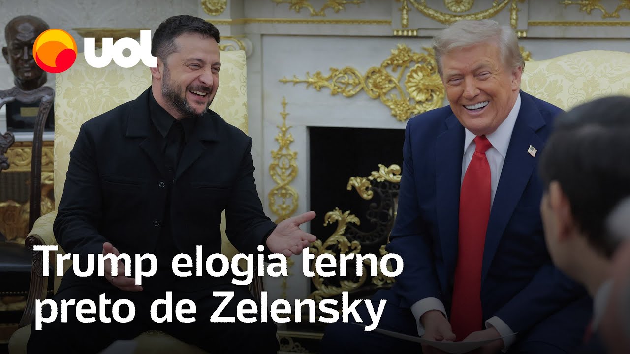 Trump elogia terno de Zelensky durante reunião na Casa Branca veja vídeo