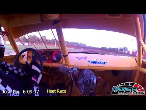 Josh Paul Heat Races In Car Camera 6-09-17 Monett Raceway - dirt track racing video image