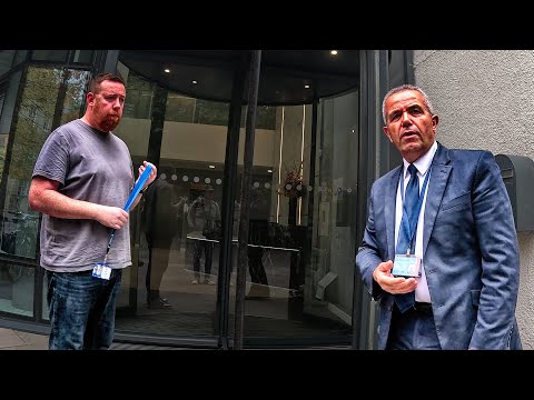 CLUELESS SECURITY GUARD GETS EDUCATED, IT'S NOT ALLOWED!!!! - KPMG Bristol