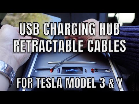 Tesla Model Y & 3 Aftermarket USB Charging Hub With Retractable Cables