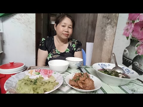 thịt ram canh rau dền nấu với thịt bằm khổ qua xào #loanvlop8386