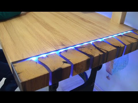 Oak Desk with LED Lighting