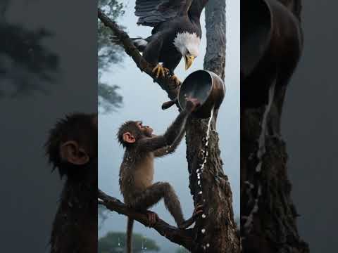 Will the monkey be able to escape the eagle's attack? #leopard #monkey #cat #cute #tabbycat