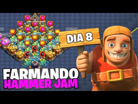 HAMMER JAM DIA 8! CV17 CHEGANDO E FARMANDO E ANALISANDO VILAS CLASH OF CLANS!