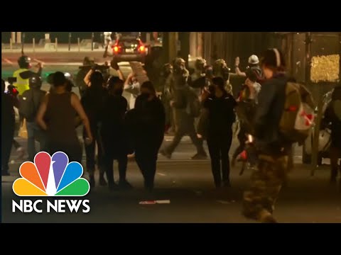Tear Gas, Flash-Bangs And Fireworks Thrown On Another Violent Night In Portland | NBC News NOW