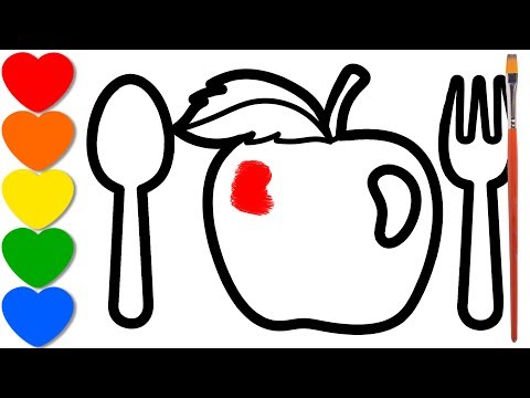 Apple coloring and drawing for kids, coloring pages for toddlers
