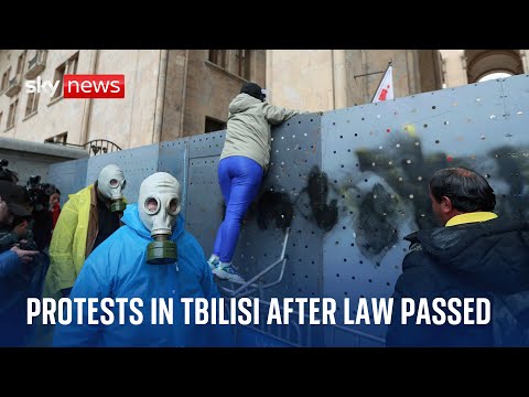 Watch Georgia Protests live: Protesters smash through parliament barriers