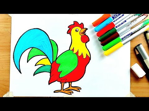 Rooster Drawing and Coloring || Rooster Drawing 🐓 😍