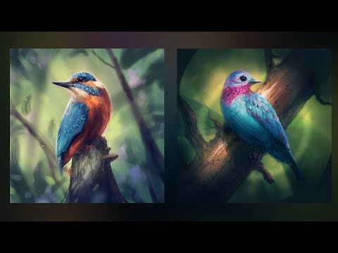 Digital Painting Timelapse - Two Birds - Procreate Drawing