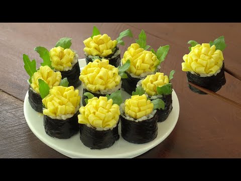 계란3개로 계란꽃김밥 만들기 :: 진짜 맛있는 계란김밥 :: 계란요리 :: Korean Egg Flower Kimbap Recipe