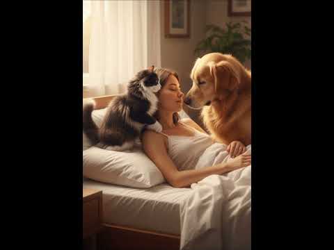 Who Wakes Her First? The Cat with a Paw or the Dog with a Tongue? 😴1