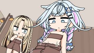 【手描き】何回やってもタオルがストンと落ちてしまうすうちゃん【虎金妃笑虎/水宮枢/ホロライブ/切り抜き漫画】