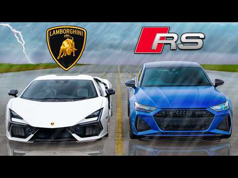 Lamborghini RTO vs. Audi RS7: Rainy Drag Race Showdown