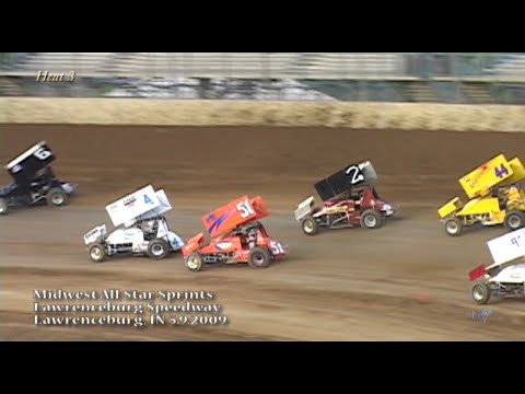 Midwest All Star (MASS) 410 Sprint Cars - Lawrenceburg Speedway May 9, 2009 - dirt track racing video image