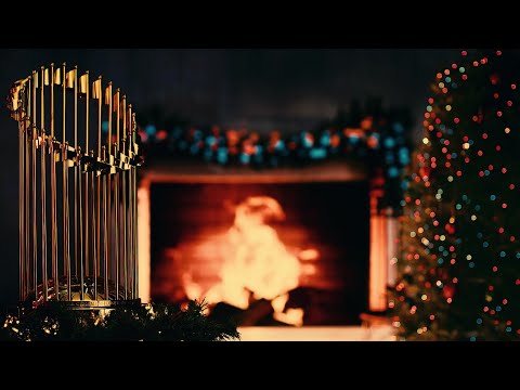 2021 Braves World Series Trophy Christmas Fireplace video clip