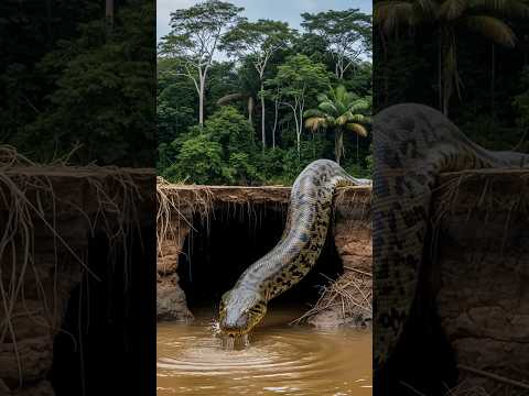 🐍 Giant Anaconda Emerges from a Huge Hole!