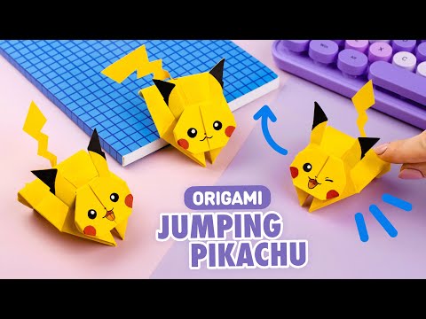 Оригами Прыгающий Пикачу из бумаги | Origami Jumping Paper Pikachu