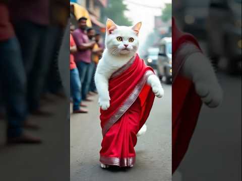 Cat in sarhi #cute #kitten #cuteanimal #ai #shots #youtubeshorts #viral #cutecat