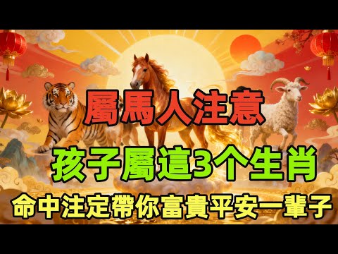 屬馬人注意！孩子屬這3个生肖，命中注定帶你富貴平安一輩子！