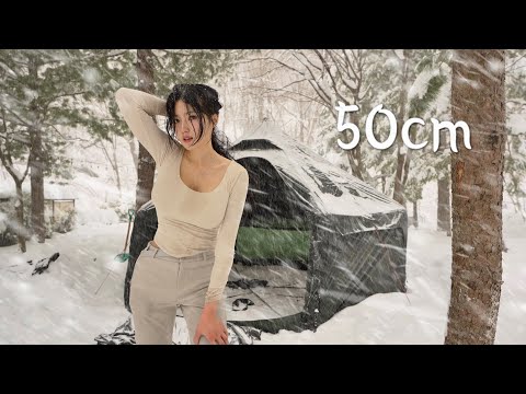 ❄️SURVIVING A MASSIVE SNOWSTORM: CAMPING IN 50CM OF SNOW WITH AN ULTRALIGHT AIR TENT