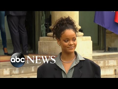 Rihanna visits President Macron in France to support education