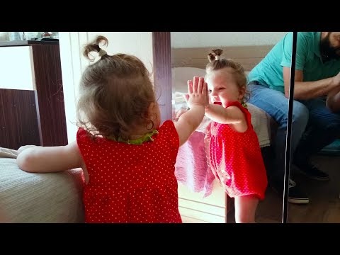 Cute Babies Sees Mirror For The First Time - Baby Lile Talking With Her Reflection In the Mirror