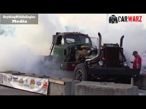 Old Truck With Huge Motor Burnout At Rod Benders Burnout Competition