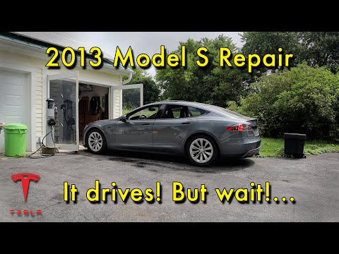 Tesla Repair - Out of the garage! Off the blocks, plus window repair