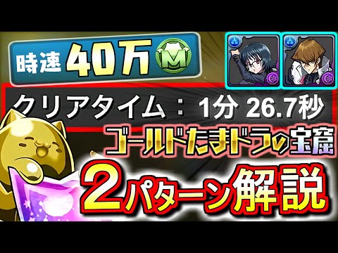 【代用&立ち回り解説付き】パズドラ史上最高クラスの神ダンジョンを鬼周回だ!!1周1分半を余裕で切れる時速40万モンポ編成をご紹介!!～ゴールドたまドラの宝窟～【パズドラ】