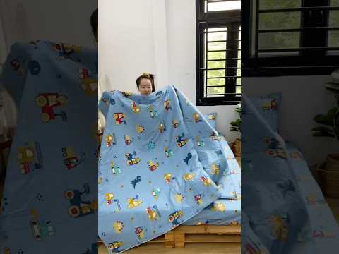 Bộ drap cho bé hình xe tone xanh đây ạ #drapcotton #changagoi #drapchobe