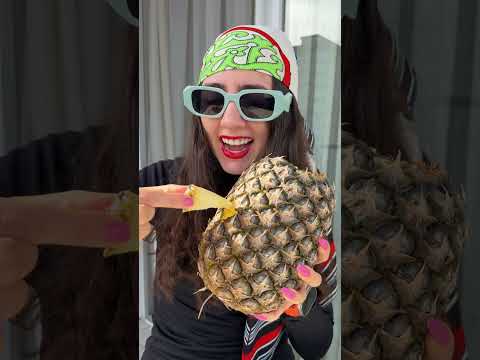 trying the CRAZY pineapple HACK!! #shorts #viral #gukafamilyshow