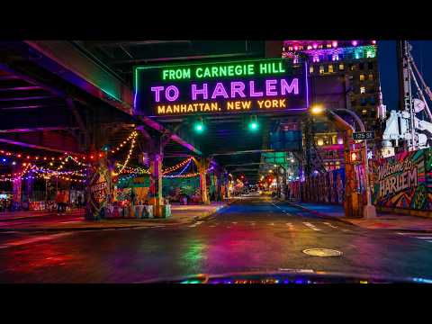Driving from Carnegie Hill to Harlem in Manhattan, New York