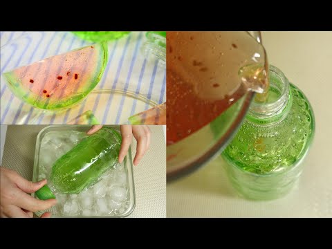 Watermelon Gelatin Dessert made with a Plastic Bottle ペットボトルでスイカゼリー