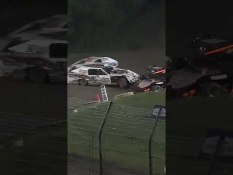 Modified rollover at Wilmot Raceway. #race #autoracing #dirt #modified #modifiedcars #crash - dirt track racing video image