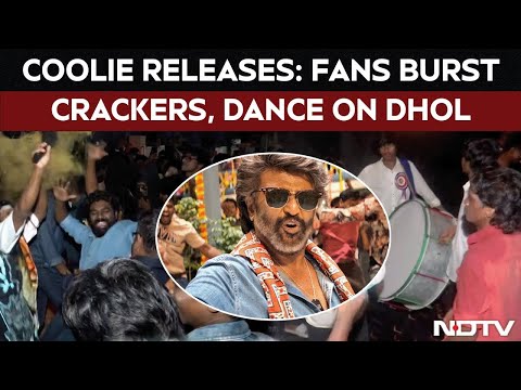 Coolie Rating | Rajinikanth Fans Burst Crackers On Road, Dance On Dhol Inside Theatres