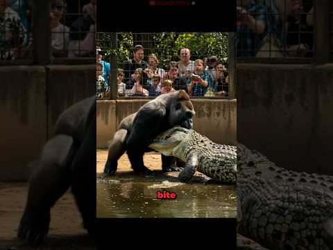 Angry Gorilla Sneaks Into Crocodile
