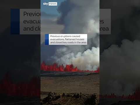 Volcano in Iceland spews lava